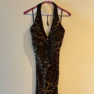 Cache Luxe beaded animal print dress